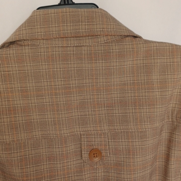 Sandro Plaid Belted Safari Kahki Short Sleeve Jacket XL - Picture 7 of 7